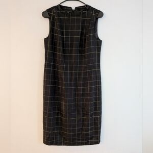Pendleton 100% Virgin Wool Sheath Dress Women’s 6 Black Windowpane Plaid USA